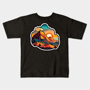 Sunset Mountain Sticker #4 Kids T-Shirt